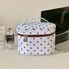 Nova Bolsa de Maquiagem de Mão com Bolinhas Grande Capacidade Portátil para Viagem Necesser para Mulheres Compartimentos Múltiplos Divisórias de Viagem Bolsa de Maquiagem