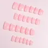 24 Piezas de Uñas Francesas Redondas Cortas Estilo Simple Moda Portátiles Uñas Postizas Transfronterizas