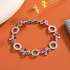 Pulsera de Flor de Circonia Multicolor de Venta Caliente Transfronteriza, Exquisita para Niñas, Círculo de Flor de Amazon, Estilo de Nicho de Lujo Ligero para Mujeres