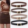 Cinturón de mujer de verano de cuero PU de moda que combina con todo, cinturón fino, cinturón decorativo para traje, cinturón de jeans negro de alta calidad
