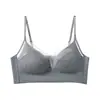 Sujetador Bandeau sin Costuras de Encaje de Algodón Acanalado Retro Otoñal para Mujer, Taza de una Pieza, Cubre Busto, Ropa Interior Fina Versátil