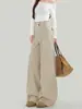 Jeans Cropped Workwear Cor de Damasco Estilo Americano Feminino Outono 2026 Novo Cintura Alta Solto Reto Perna Larga Calças de Perna Larga