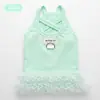 Vestido Fresco Verde Canelado para Princesa Pet com Design de Argola para Guia, Gaze Respirável e Fofa para Gatos e Cachorros para Passeios de Verão