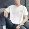 Camiseta de Verão Masculina de Manga Curta Nova Estilo Coreano Slim Fit Moda Jovem Tendência Estampada Fina Gola Redonda