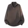 Otoño Invierno Nuevo Suéter de Punto para Hombre de Color Sólido con Media Cremallera Moda Juvenil Casual Capa Base