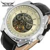 Jaragar reloj mecánico automático Tourbillon de moda casual para hombre de cristal marrón