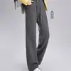 Pantalones de Lana y Seda Five White Geese 6233 para Mujer, Pantalones Rectos con Caída, Pantalones Anchos de Capa de Aire Engrosados, Estilo Delgado y Holgado