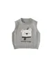 Ropa para Niños You Bao Chaleco de Punto para Niños Lindo Osito Top para Niños Suéter de Cuello Redondo Chaleco Gris para Niños Pequeños