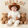 Mameluco de algodón puro Clase A para bebé para primavera y otoño, mameluco para recién nacido, estilo caballero de manga larga capa base de otoño e invierno para bebés niños
