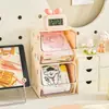 Caja de Almacenamiento Montada en la Pared con Pegatinas, Caja Transparente Tipo Cajón para Bolsitas de Té, Estante de Almacenamiento de Escritorio Multicapa Apilable para Dormitorio Estudiantil
