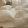 ¡Comercio de exportación! Algodón crudo sin teñir~Blanco natural puro algodón Clase A juego de sábanas de cuatro piezas estilo hotel 100% algodón