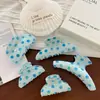 Pinza de tiburón versátil estilo ins coreano con diseños de frutas y arándanos, pinza para el pelo de cuadros azul claro para recogidos de niñas, nuevo