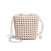 Bolsa de Hombro tipo Cubo con Cordón para Mujer, Tejido Hueco, Nudo de Molino, Personalidad Única, Estilo Vacacional, Casual, Versátil