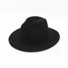 Sombrero de Fieltro Negro Estilo Inglés Retro con Cinta Negra Sombrero de Copa para Fiesta Viajes Caballero Ala Ancha Grande Lana Cálido Sombrero Jazz