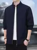 Jaqueta Executiva Masculina Nova Primavera e Outono 2024 Gola Alta Roupa de Negócios para Homem de Meia-Idade Terno Jaqueta Casual