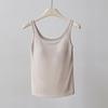 Camisola de Seda de Morera Modal para Mujer con Cinturón, Almohadilla en el Pecho, Base Interior, Primavera y Verano, Ajuste Delgado, Adelgazante, Ropa Exterior, Top sin Mangas