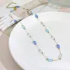 Colar de Cristal de Alta Qualidade, Simples e Luxuoso, Corrente Versátil para Clavícula para Mulheres, Corrente Colorida Criativa de Contas para Suéter no Atacado