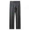 Pantalones Casuales Rectos de Lana Gris para Hombre Otoño e Invierno 2024 de Gama Alta Anti-arrugas Sueltos Elásticos Suaves Sin Planchar
