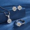 Copo de Nieve Tres Piezas Simulación Diamante Mosan Lujo Ligero Anillo de Propuesta Collar Aretes Traje en Vivo Explosiones Regalo de Navidad