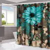 Cortina de ducha serie flores de madera transfronteriza, partición de separación de seco y húmedo para baño del hogar, cortina de ducha con impresión digital, cortina de ducha impermeable
