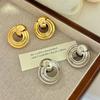 Pendientes Lvgong Europeos y Americanos Ins Geométricos Distintivos Círculo aleación lisa pendientes nicho alta gama simples pendientes estilo frío