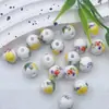Cuentas Redondas de Cerámica con Calcomanía de 12 mm Accesorios de Abalorios Hechos a Mano Materiales para Joyería de Nudo de Cuentas de Cerámica para DIY