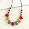 Collar de Cuentas Cerámicas de Frijol Colorido Clásico Nuevo Estilo Chino Simple Versátil Cadena para Suéter Tejido a Mano Tendencia Nacional