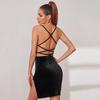 Amazon Sexy Ropa Europea y Americana Transfronteriza Nueva Falda Ajustada a la Cadera Sexy Vestido Elegante con Tirantes y Abertura Interior