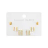 Set de Tres Piezas de Aretes de Botón de Circonia en Forma de Cubo de Azúcar Pendientes Sencillos de Alta Gama Versátiles con Diseño de Nicho Agujas de Plata 925