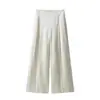 Traje Casual de Mujer para Exportación Europea y Americana Transfronteriza Chaqueta de Traje Decorada con Cinturón de Textura Satín de Seda + Pantalones de Satén Plisados
