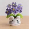 Flor de Lirio del Valle Tejida a Crochet Hecha a Mano de Lana en Maceta Producto Terminado Venta al por Mayor Muñeco de Conejo Creativo Adornos de Escritorio en Maceta Flores Tejidas