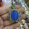 Collar Colgante de Calcedonia Natural Incrustado con Gotas de Agua Cloisonné Plata 925 Ágata Verde Alto Hielo Fideos de Huevo Cadena de Lana de Jade