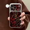 Adequado para Capa de Celular Iphone18Promax Flor Vermelha Estampa Leopardo Dourada Anti-Queda Pele de Cordeiro Modelos Masculinos e Femininos Apple 16 Dropshipping