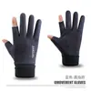 Luvas masculinas e femininas de tricô camurça com punho touch screen para outono e inverno, quentes, para atividades ao ar livre, ciclismo, luvas de dois dedos, meio dedo, forradas com fleece, espessadas