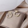 Agulha de prata Elegante Luz Luxo Pequenos Brincos de Pérolas Geométricas Retro Olho de Gato Flor Arco Brincos de Pérolas Suaves