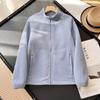 Cálido polar de doble cara 2024 otoño e invierno nueva moda suelto casual cuello alto abrigo pequeño con cremallera para mujer