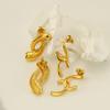 Pendientes de acero inoxidable chapados en oro de 18 quilates con forma de cruz irregular, geométricos, de estilo europeo y americano, con forma de círculo de acero de titanio, para mujer.