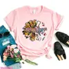 Camiseta Divertida para Mujer con Estampado de Letras de Enfermera Leopardo ECG Heal Lov