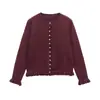 Atacado Comércio Exterior Transfronteiriço Europeu e Americano Roupas Femininas Primavera e Outono 2025 Jaqueta Suéter de Tricô Decorativa em Camadas de Manga Longa para Mulheres G82582