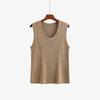 Top sin mangas versátil con cuello en U para mujer de talla grande, Prendas de punto para mujer, Principios de otoño 2026, para mujeres con sobrepeso, Capa base o chaleco exterior 22508