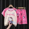 Pijamas para niños, pantalones finos de manga corta, traje transpirable para niñas, tallas medianas y grandes, ropa de casa para niños, primavera y verano