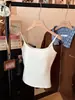 Camisola fina de tirantes finos, cálida, cepillada y con forro polar para otoño e invierno para mujer, con copas fijas en el pecho, hermoso diseño en la espalda, color liso, top interior ajustado