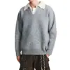 Popular Transfronterizo Talla Europea Tallas Grandes Falso Dos Piezas Cuello Polo Cuello en V Suéter de Punto Estilo Old Money para Hombre Venta al por Mayor de Fábrica