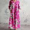 2026 Nuevo Estilo Europeo y Americano de Comercio Exterior Transfronterizo Vestido Casual de Verano Holgado con Cuello en V y Mangas Largas Impreso en 3D para Mujer