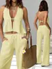 2026 Primavera/Verano Ropa Femenina Transfronteriza Europea y Americana Top sin Mangas Ajustado Sexy de Tirante Halter Espalda Descubierta Set