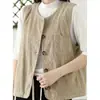 Nuevo chaleco de pana vintage sin mangas, chaleco de pana artístico para mujer, chaleco de nuevo estilo