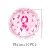 Día Internacional de Concienciación sobre el Cáncer de Mama Cuidado del Cáncer de Mama para Mujeres Fiesta del Lazo Rosa de Mama Decoración de Mesa Banderín