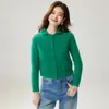 Cardigan de Cachemira Estilo Sencillo para Mujer Cuello Polo Botones Sencillos Moda Diseño Holgado Sentido del Tejido Versátil Adelgazante