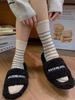 "Calcetines de Rayas" Calcetines Grises para Mujer, Calcetines de Media Pantorrilla, Estilo Universitario Japonés, Rayas Blancas y Negras, Calcetines de Algodón Versátiles, Absorbentes de Sudor, Estilo Delgado