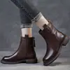 Botines retro de estilo británico para mujer, otoño e invierno 2026, nuevos, de piel suave, suela blanda, con cremallera lateral, ligeros, punta redonda, forro de felpa